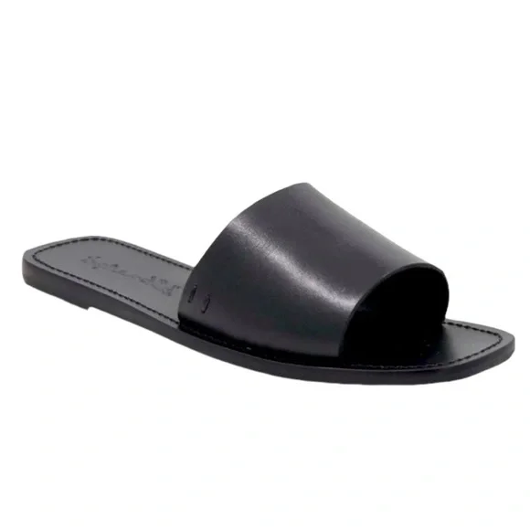Sandales Noires Karen Scott Taille 8.5 - En Cuir, Style Slides, Neuves Avec Emballage